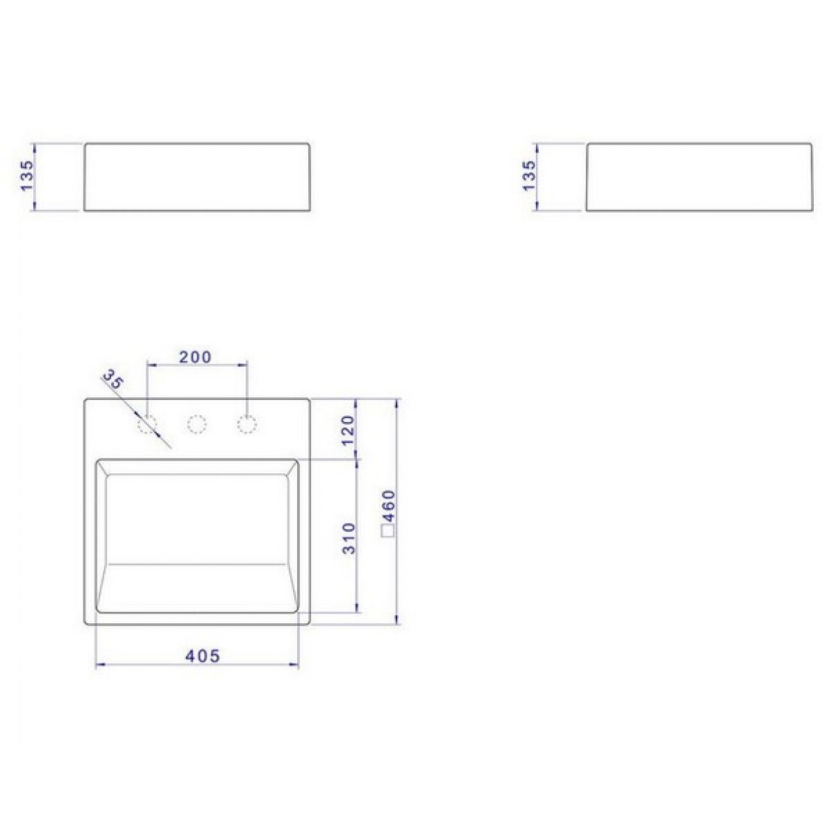 Cuba de Apoio Deca com Mesa e V&aacute;lvula Oculta Quadrada Branco