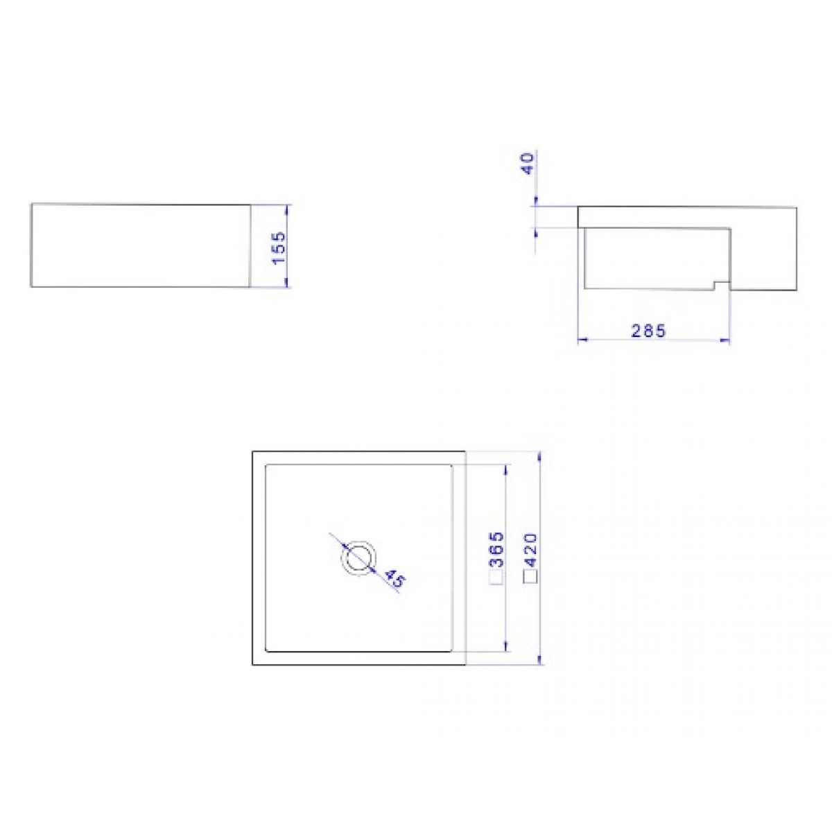 Cuba de Semiencaixe Quadrada L.800.17 410mm Branco