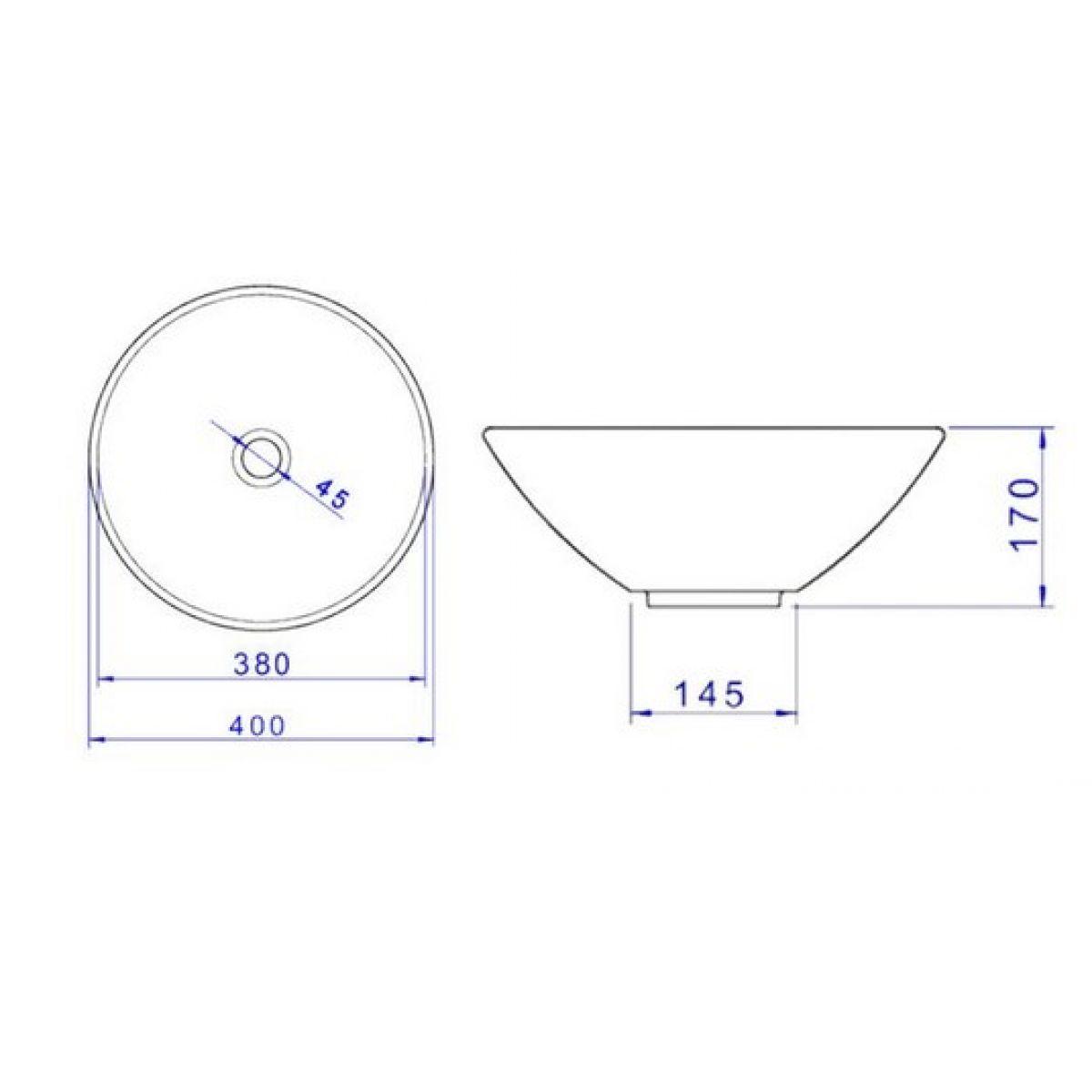 Cuba de Apoio Redonda Branco 40cm
