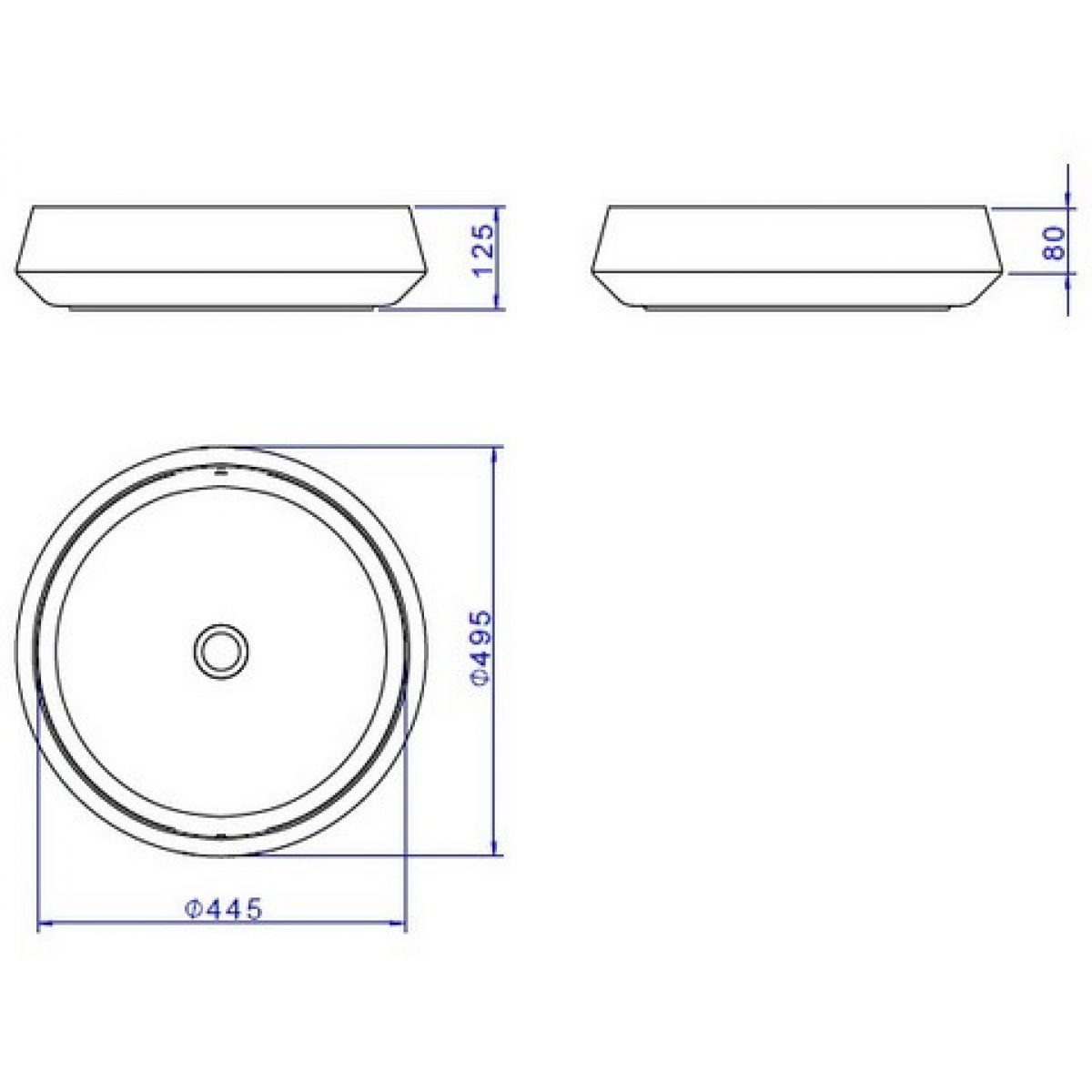 Cuba Redonda de Apoio 49,5cm &Eacute;bano Fosco