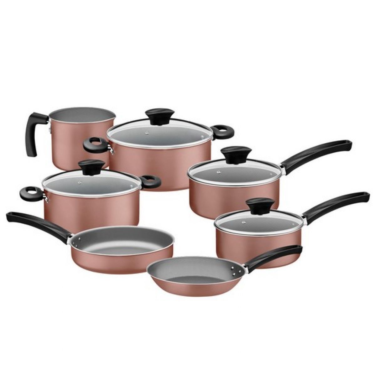 Jogo de Panelas Tramontina Michigan em Alum&iacute;nio com Revestimento Interno e Externo Antiaderente Starflon Max Siena Natural 5 Pe&ccedil;as