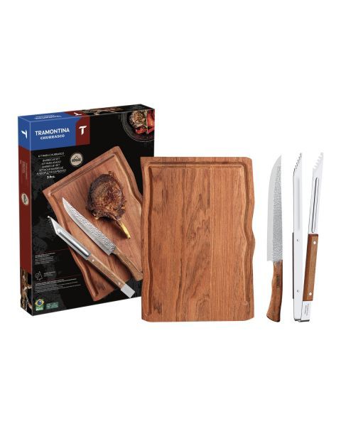 Kit para Churrasco Tramontina com L&acirc;minas em A&ccedil;o Inox e...