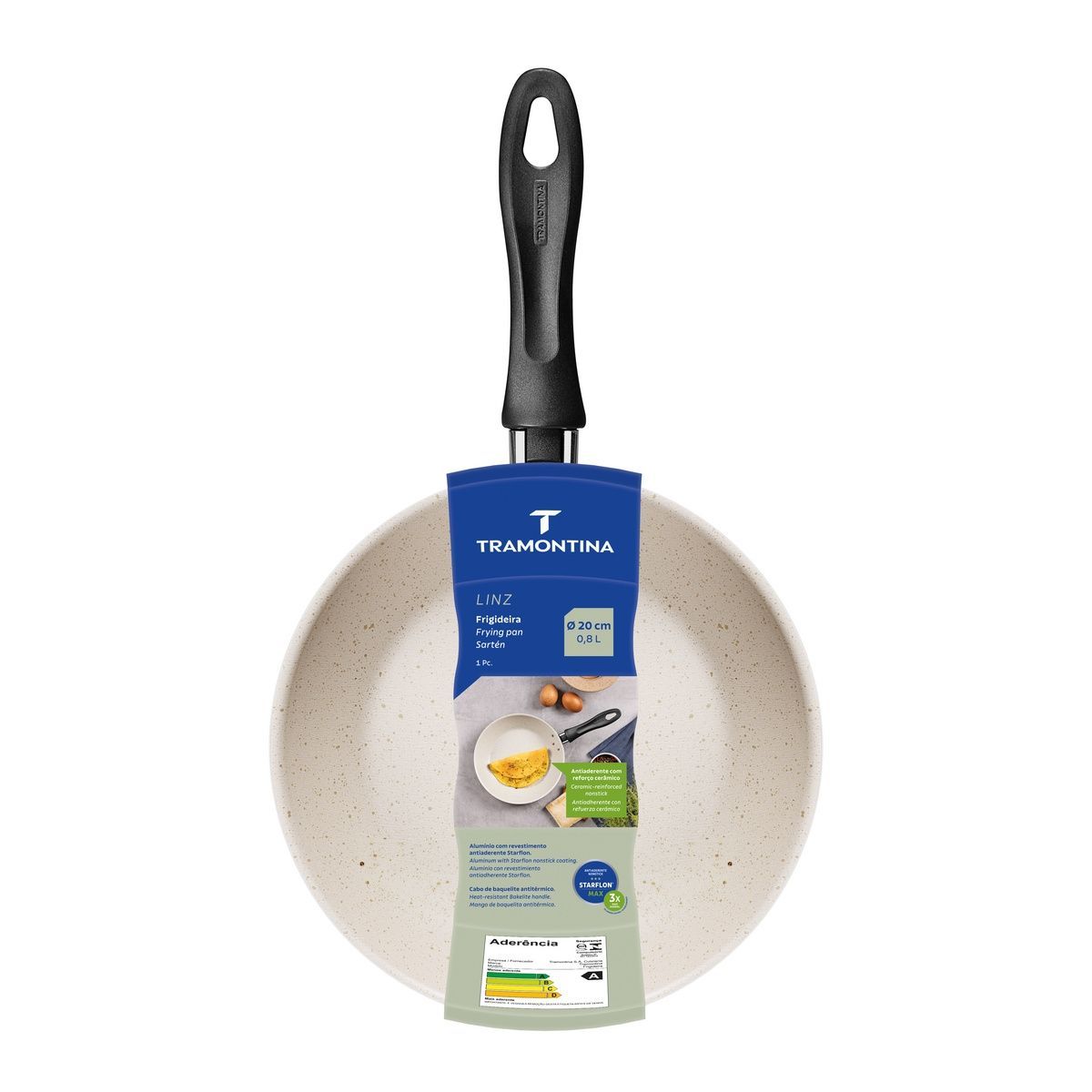 Frigideira Tramontina Linz em Alum&iacute;nio com Revestimento Interno e Externo Antiaderente Starflon Max 20 cm 0,8 L Bege