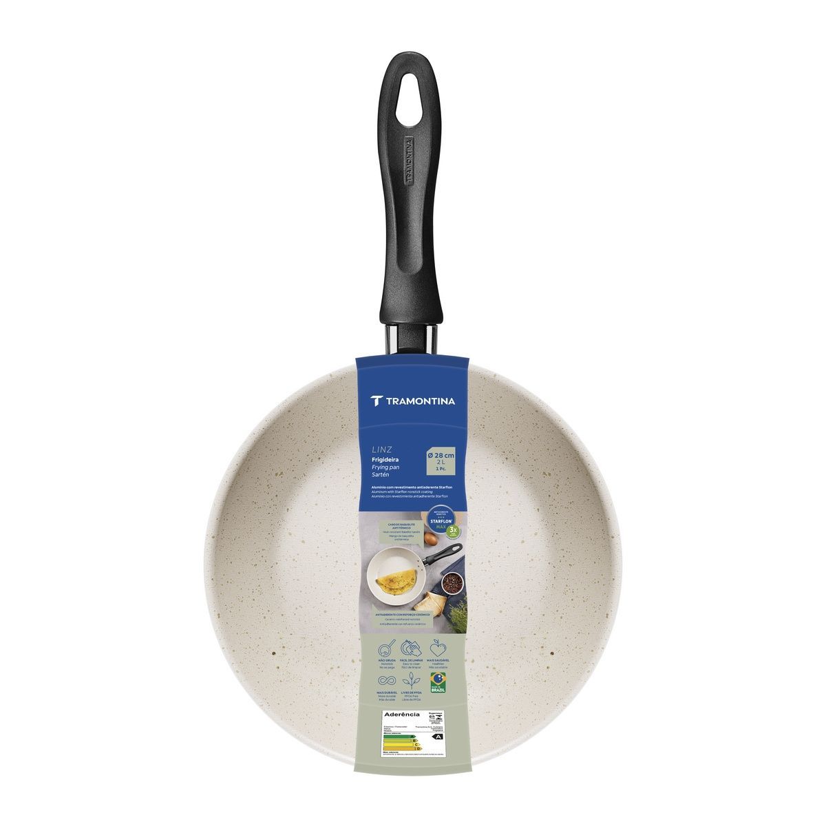 Frigideira Tramontina Linz em Alum&iacute;nio com Revestimento Interno e Externo em Antiaderente Starflon Max Bege 28 cm 2 L