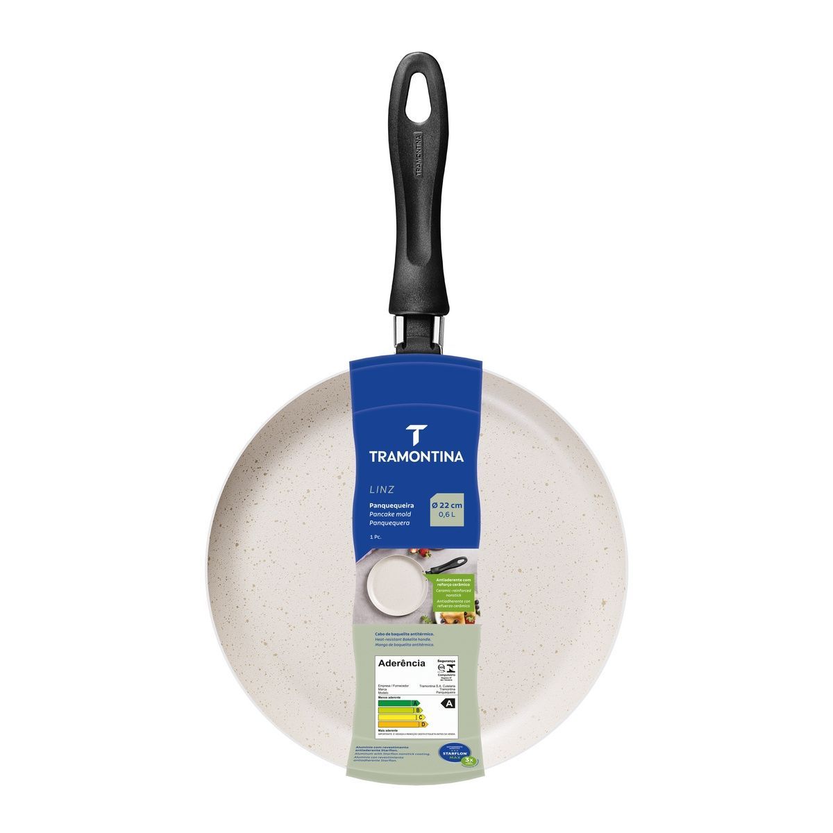 Panquequeira Tramontina Linz em Alum&iacute;nio com Revestimento Interno Antiaderente Starflon Max 22 cm 0,6 L Bege