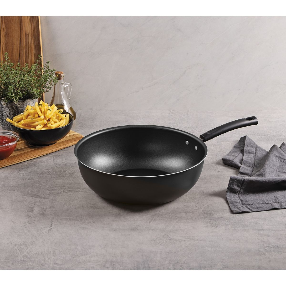 Frigideira Funda Tramontina Versalhes em Alum&iacute;nio com Revestimento Interno e Externo em Antiaderente Starflon Max Grafite 28 cm 4,9 L