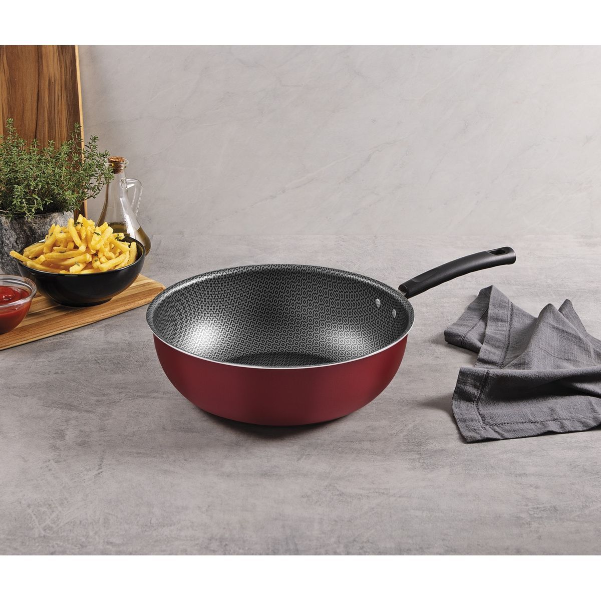 Frigideira Funda Tramontina Versalhes em Alum&iacute;nio com Revestimento Interno e Externo em Antiaderente Starflon Max Vermelho 28 cm 4,9 L