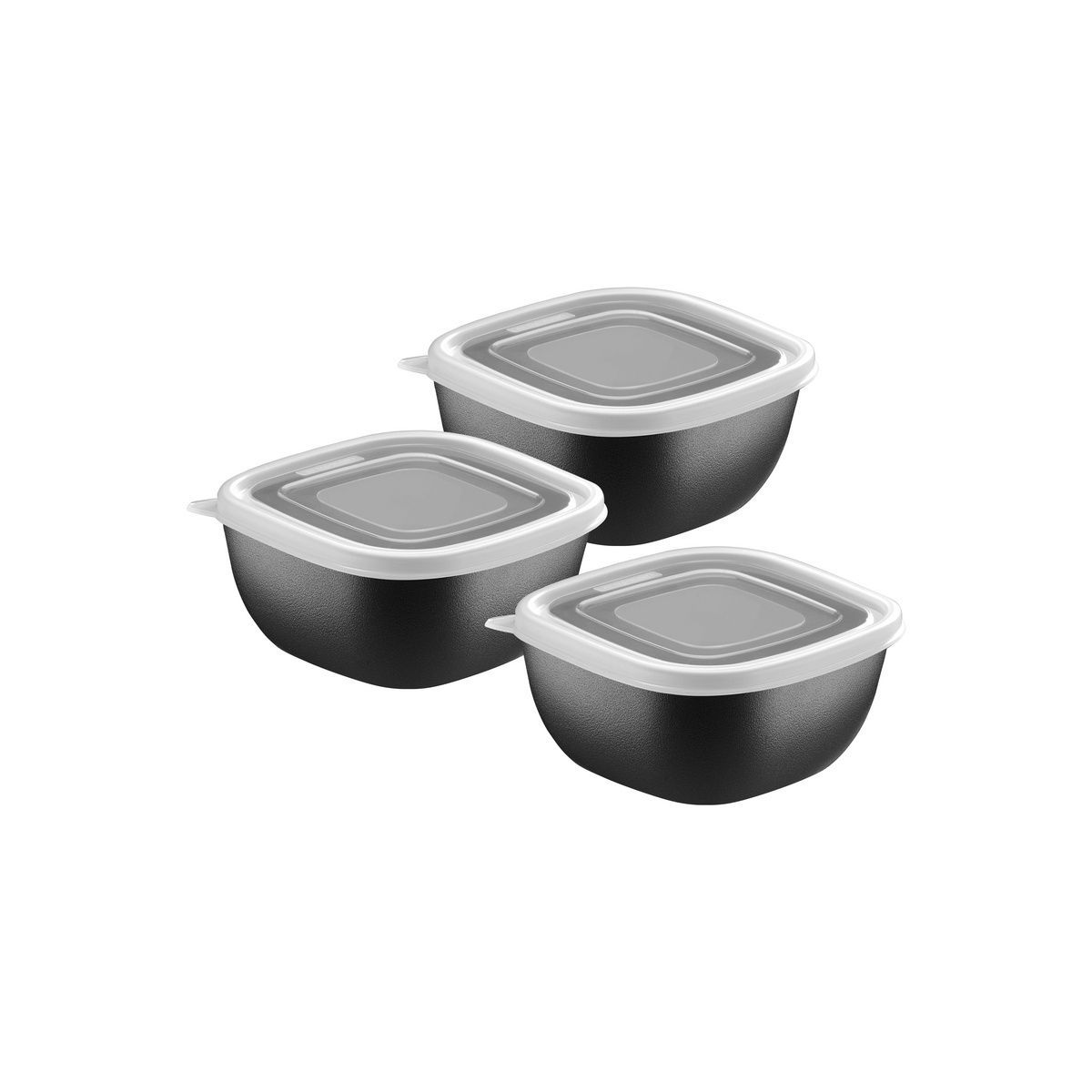 Jogo de Potes Tramontina MixColor em Polipropileno Preto com Tampa Transparente 300 ml 3 Pe&ccedil;as