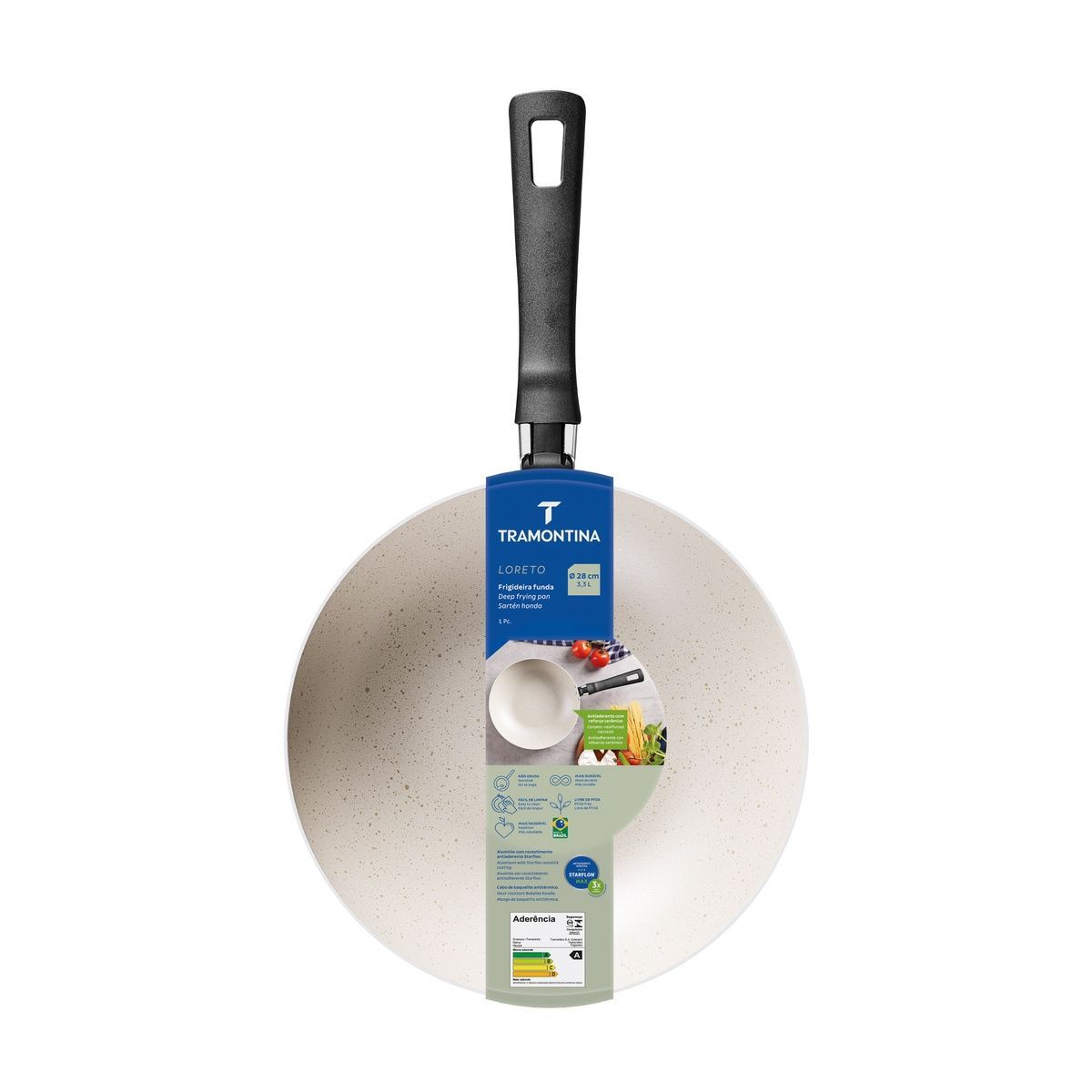 Frigideira Funda Tramontina Loreto em Alum&iacute;nio com Revestimento Interno e Externo em Antiaderente Starflon Max Bege 28 cm 3,3 L