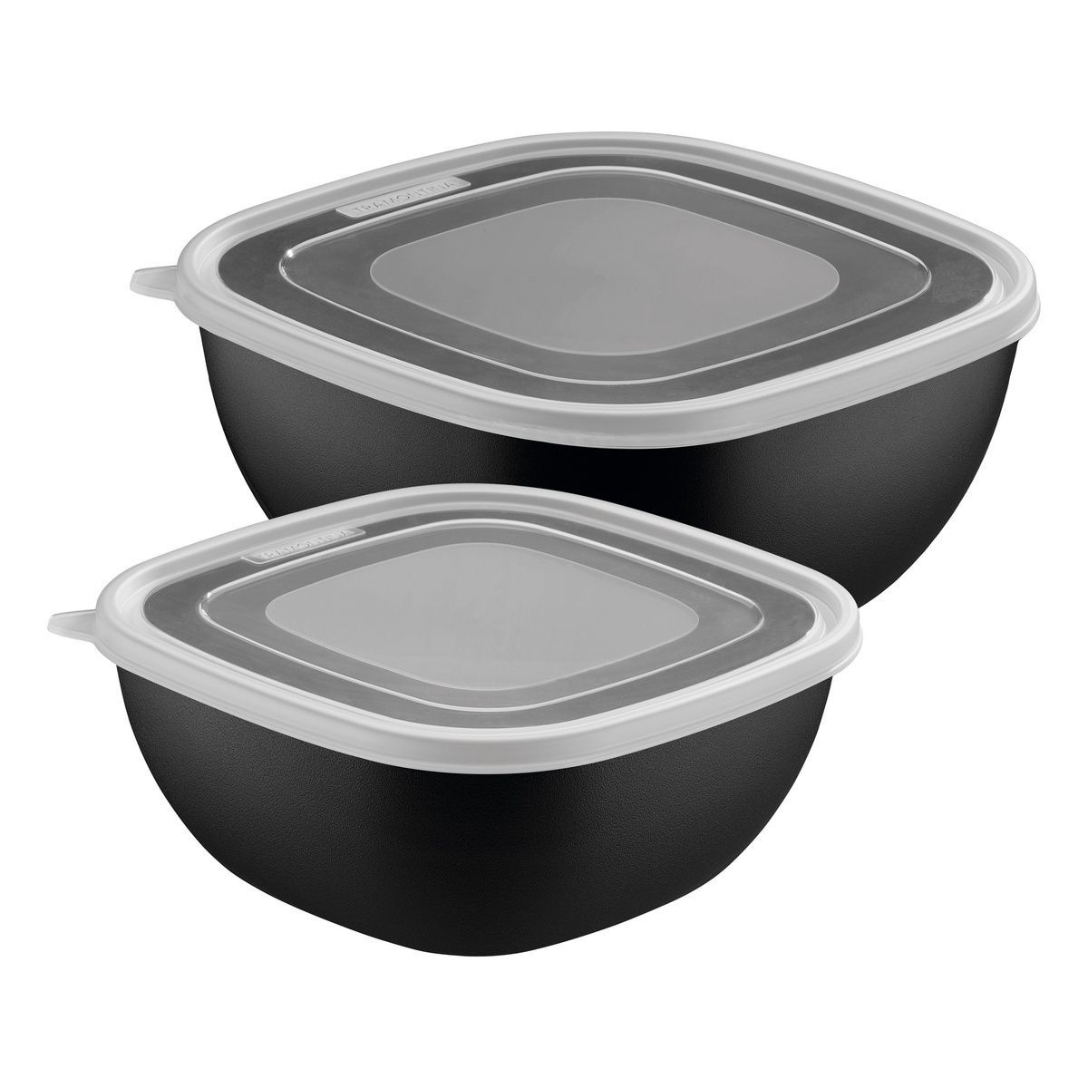 Jogo de Potes Tramontina MixColor em Polipropileno Preto com Tampa Transparente 2 Pe&ccedil;as