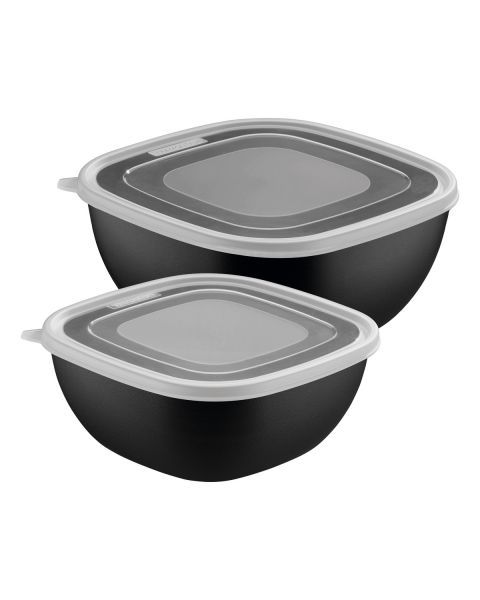 Jogo de Potes Tramontina MixColor em Polipropileno Preto com Tampa Transparente 2 Pe&ccedil;as