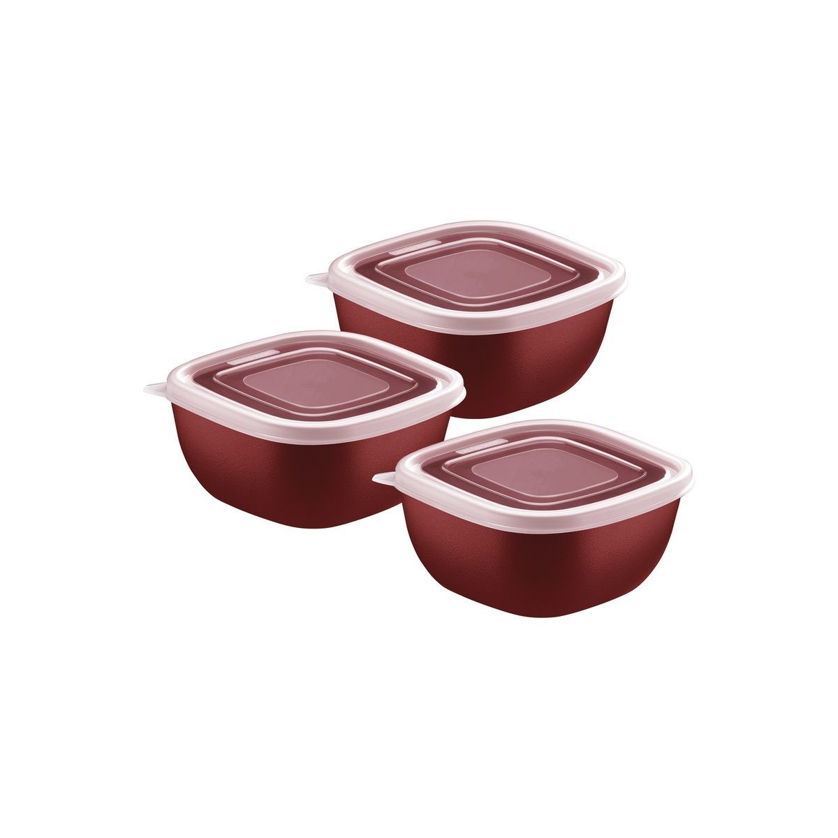 Jogo de Potes Tramontina MixColor em Polipropileno Vermelho com Tampa Transparente 300 ml 3 Pe&ccedil;as