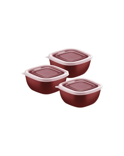 Jogo de Potes Tramontina MixColor em Polipropileno Vermelho com Tampa Transparente 300 ml 3 Pe&ccedil;as