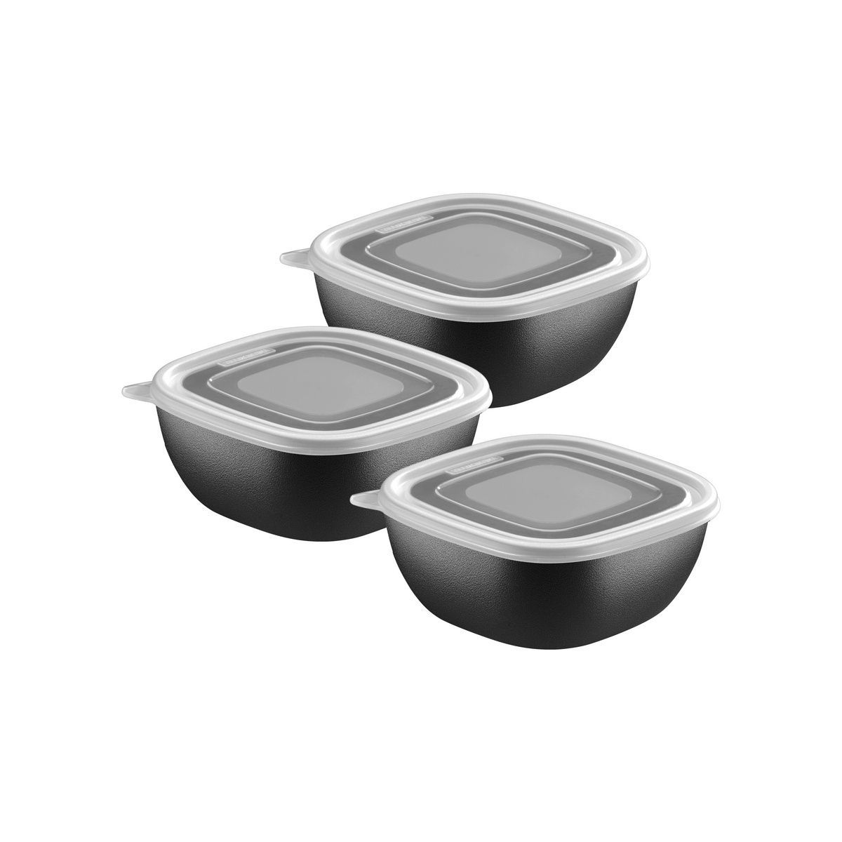 Jogo de Potes Tramontina MixColor em Polipropileno Preto com Tampa Transparente 600 ml 3 Pe&ccedil;as