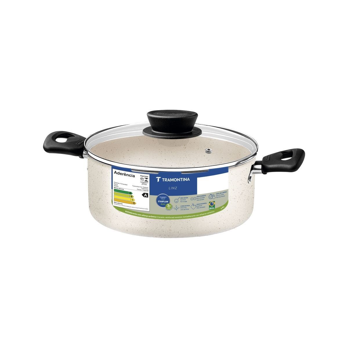 Ca&ccedil;arola Tramontina Linz em Alum&iacute;nio com Revestimento Interno e Externo em Antiaderente Starflon Max Bege 18 cm 2 L