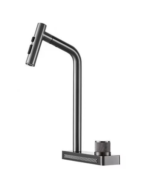 MISTURADOR COM BASE CASCATA FURAÇÃO DUPLA LX9808GF TTD 409 GRAFITE