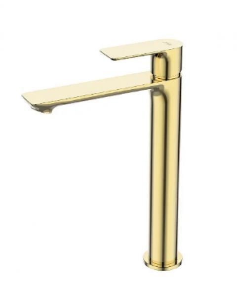 Misturador monocomando de mesa bica alta para lavatório Linha MYKONOS Dourado