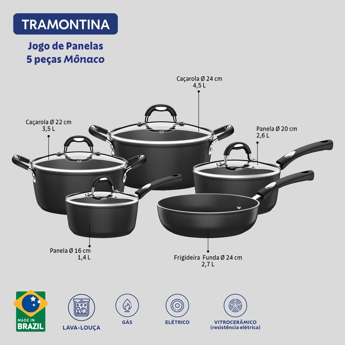 JOGO PANELA ALUM 5PC MONACO PRE