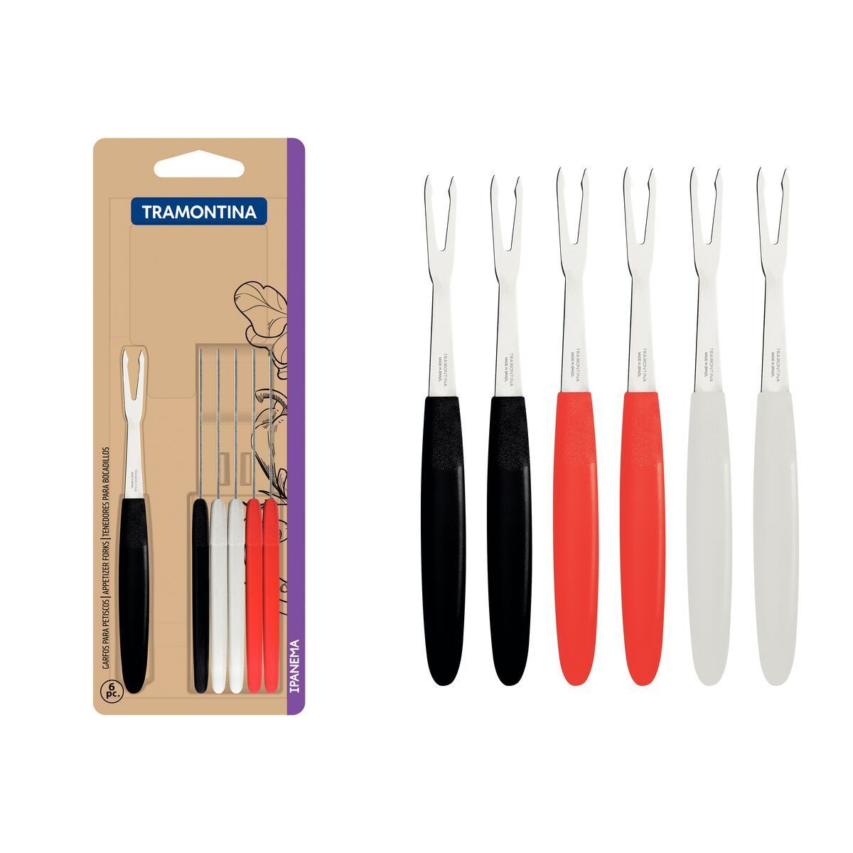 CONJ GARFO PETIS INOX 6PC IPANE MIS