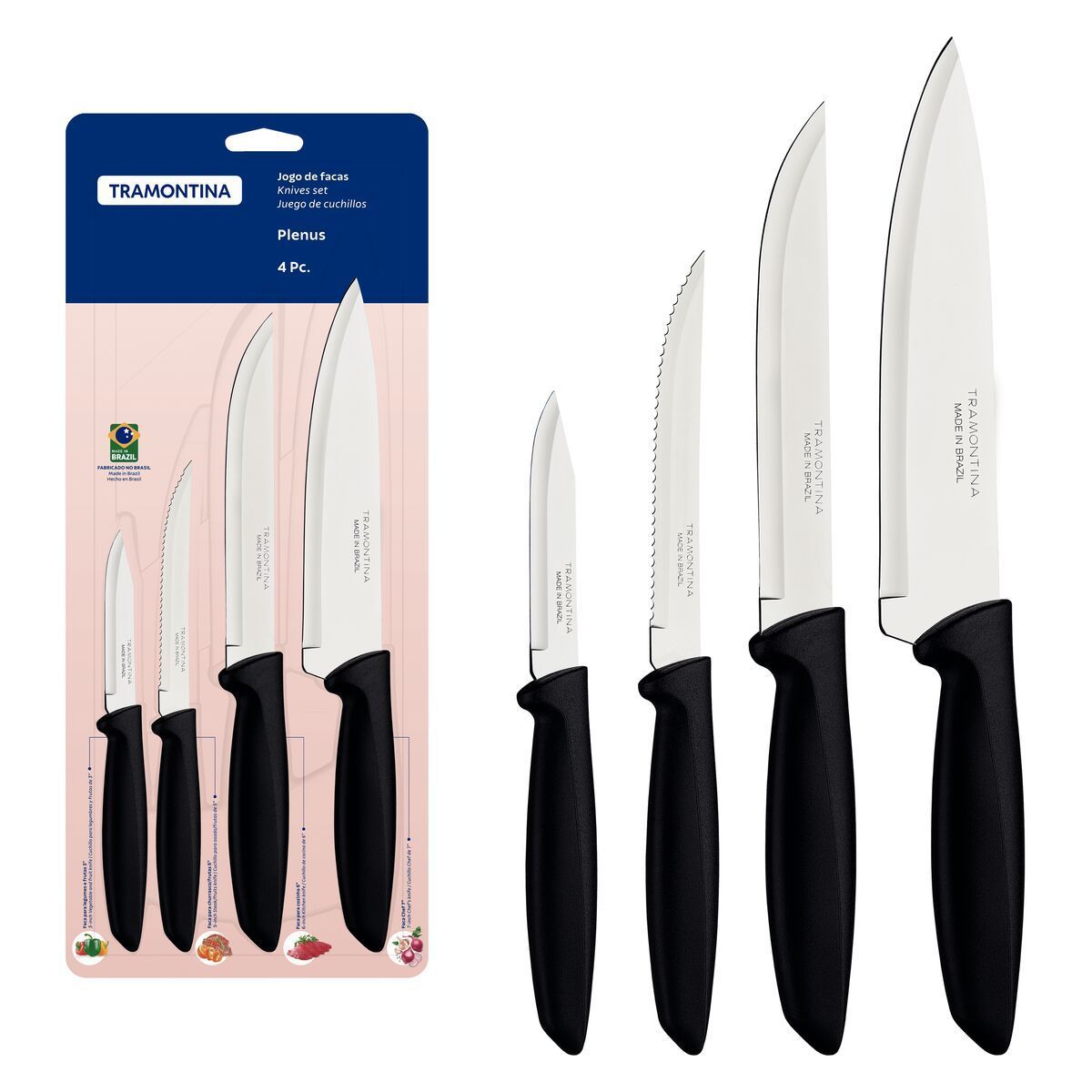 JOGO FACAS INOX 4PC PLENUS PRE