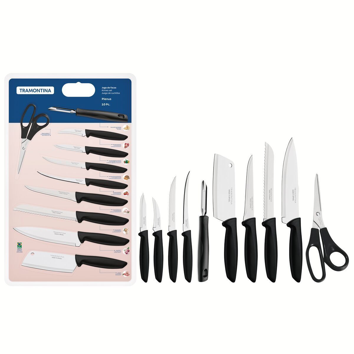 JOGO FACAS INOX 10PC PLENUS PRE