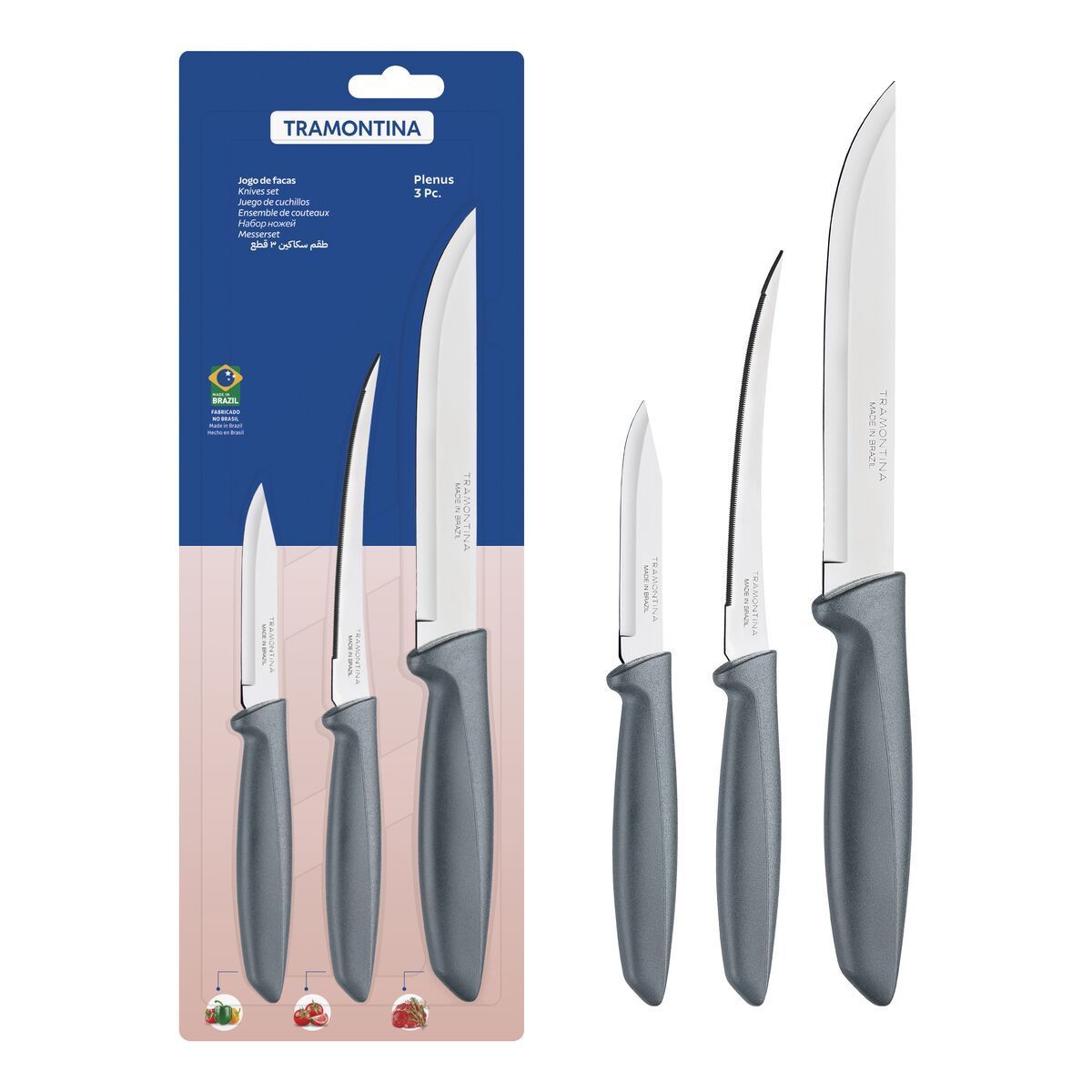 JOGO FACAS INOX 3PC PLENUS CIN