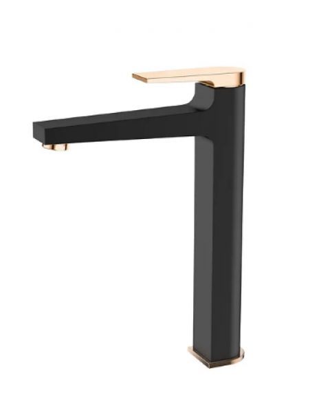 Misturador Monocomando Black Matte Volante Rose Gold