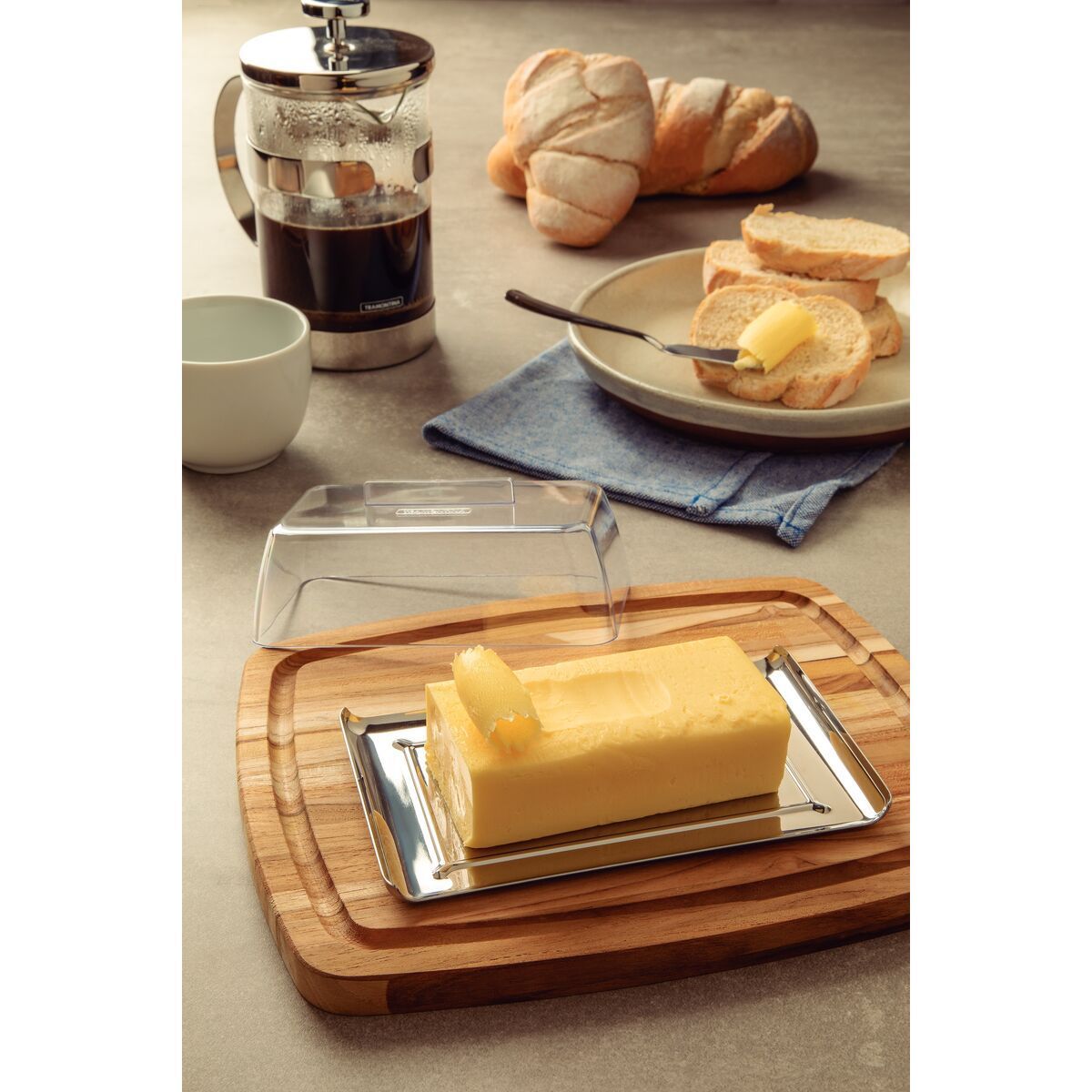 MANTEIGUEIRA ACO INOX C/TP.QUADRATA