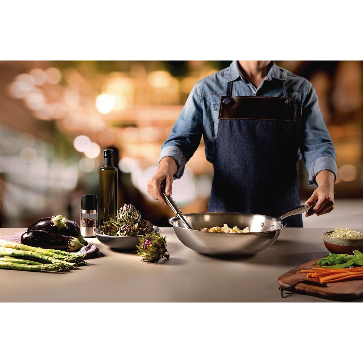 PANELA WOK ACO INOX C/CABO GRANO