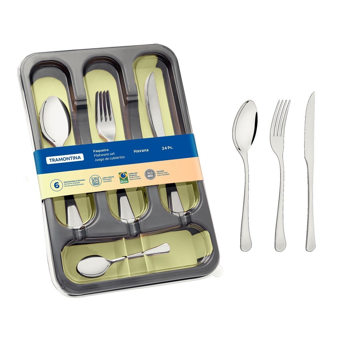 FAQUEIRO ACO INOX 24PCS HAVANA