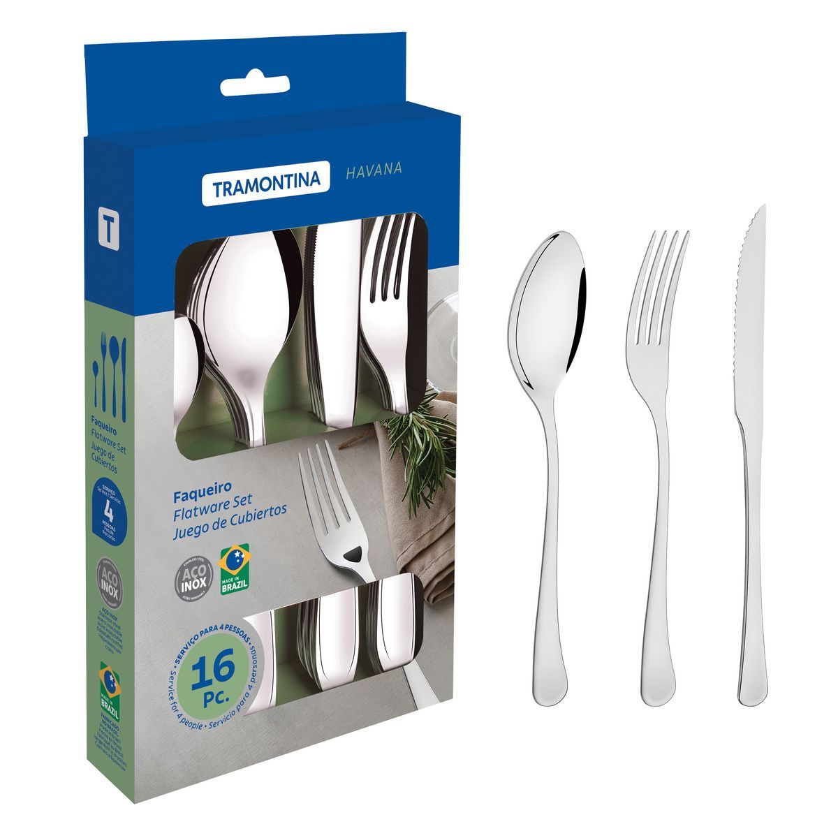 FAQUEIRO ACO INOX 16PCS HAVANA