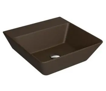 Elegância e Praticidade: Cuba de Apoio Quadrada com Mesa Marrom Fosco para Banheiros Modernos 
