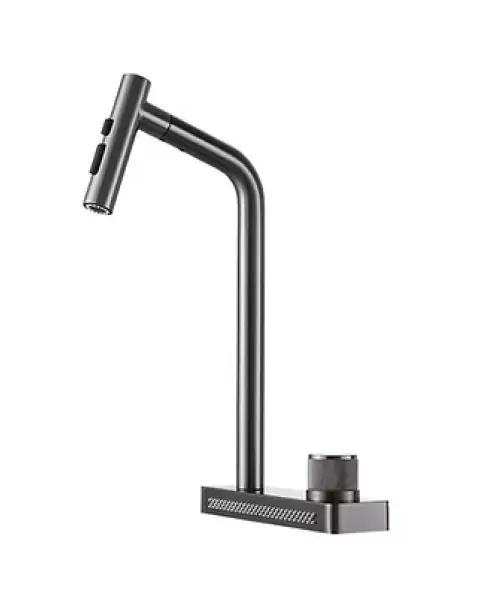 MISTURADOR COM BASE CASCATA FURAÇÃO DUPLA LX9808GF TTD 409 GRAFITE