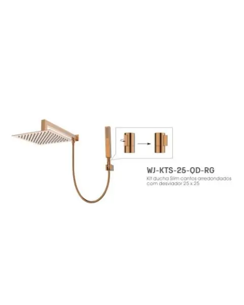 Kit chuveiro parede desviador manual Quadrado 25x25