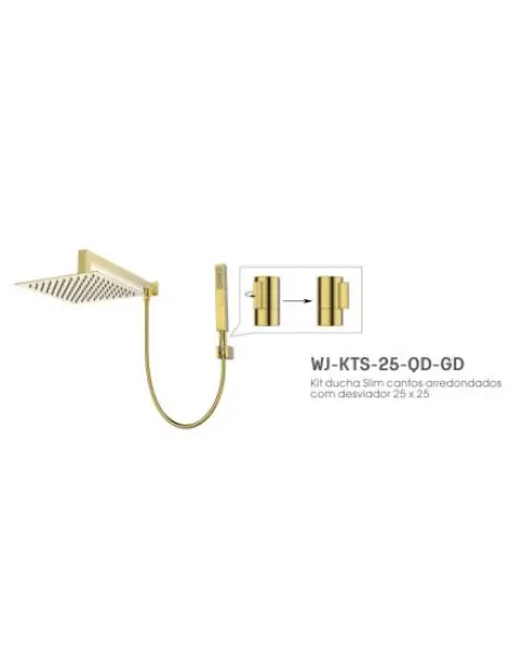 Kit chuveiro parede desviador ducha manual Quadrado 25*25 cm