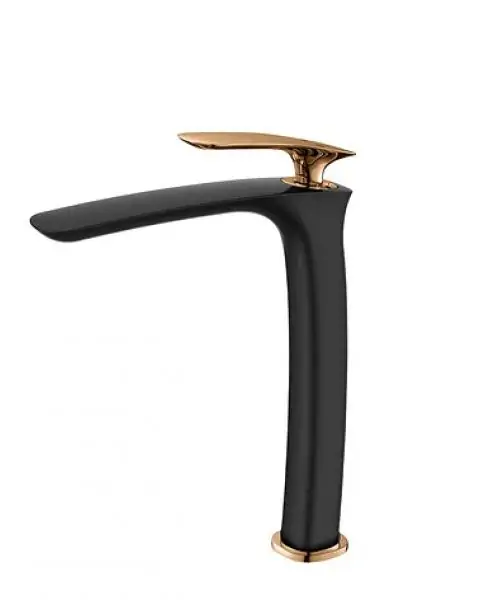 Misturador Monocomando Black Matte Volante Rose Gold